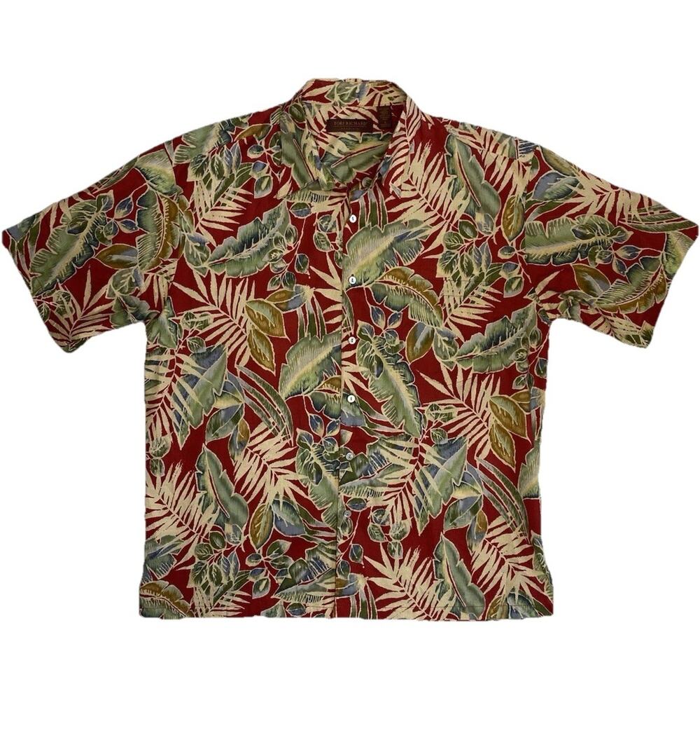 VINTAGE Tori Richard Camp Shirt Mens Large 100% Cotton Floral Hawaiian Button Up